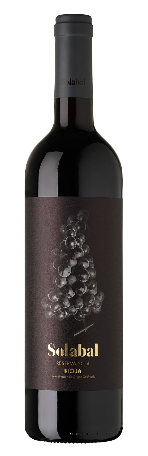 Packshot fles rode wijn Solabal Reserva 2014 Rioja