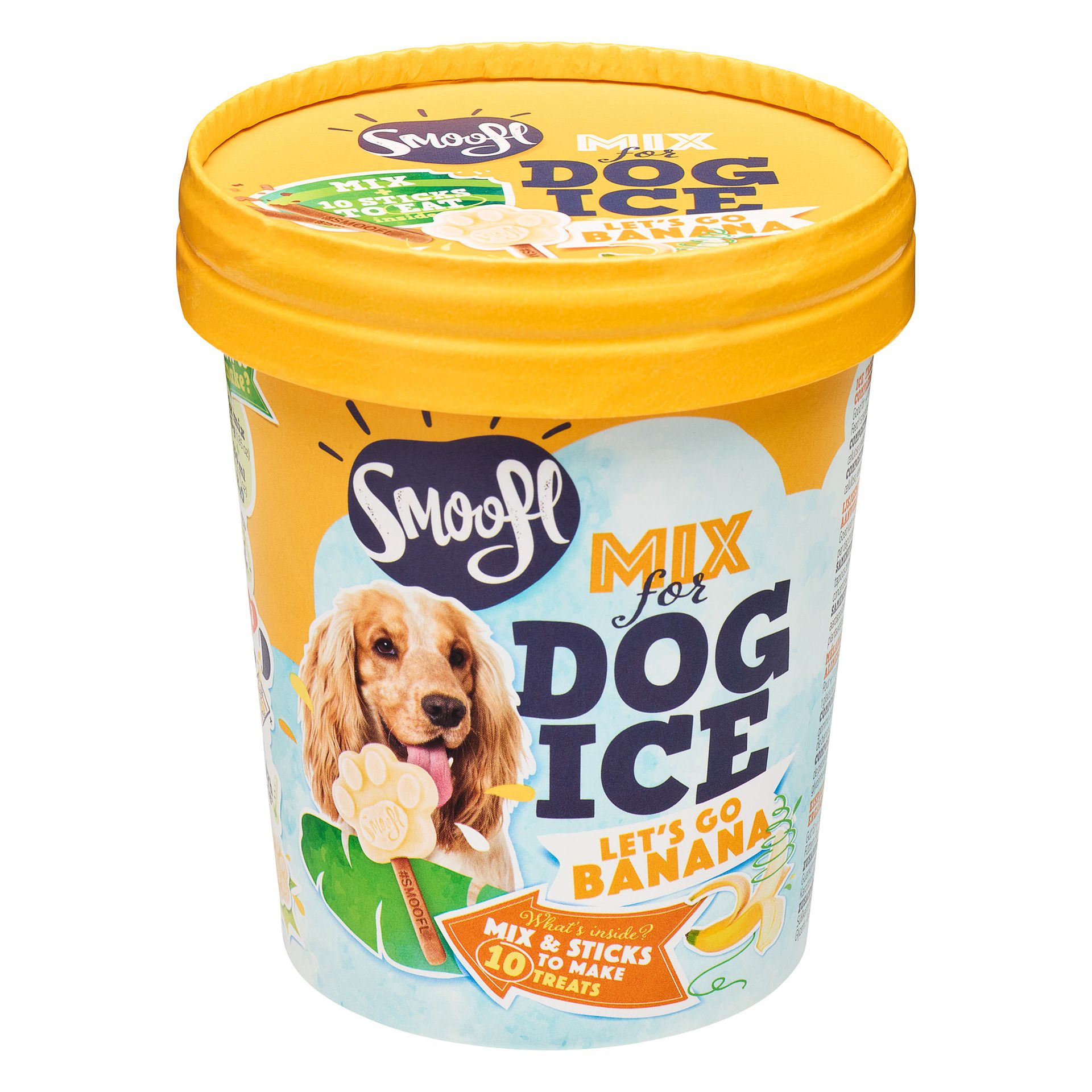 Product foto Smoofl mix voor honden ijs banaan verpakking