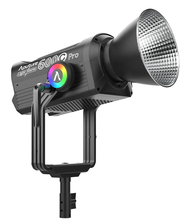 Aputure LS 600c Pro RGBWW LED light with reflector, for hire at Studio Ballena